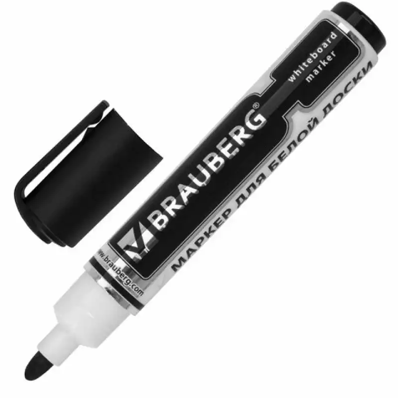 Маркер для доски BRAUBERG "Neo", с клипом, круглый наконечник 5 мм, черный, 150487