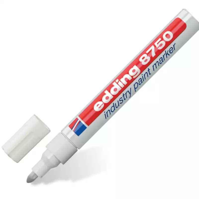Маркер-краска лаковый (paint marker) EDDING "8750", БЕЛЫЙ, 2-4 мм, круглый наконечник, 150599