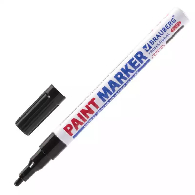 Маркер-краска лаковый 2 мм, ЧЕРНЫЙ, НИТРО-ОСНОВА, алюм. корпус, BRAUBERG PROFESSIONAL PLUS, 151439