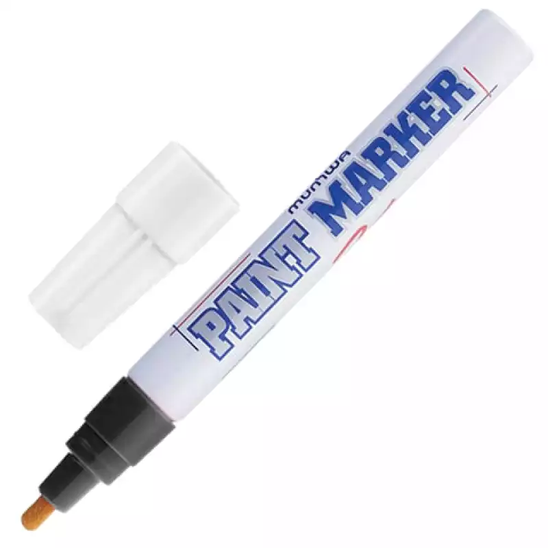 Маркер-краска лаковый (paint marker) MUNHWA, 4 мм, ЧЕРНЫЙ, нитро-основа, алюминиевый корпус, PM-01,