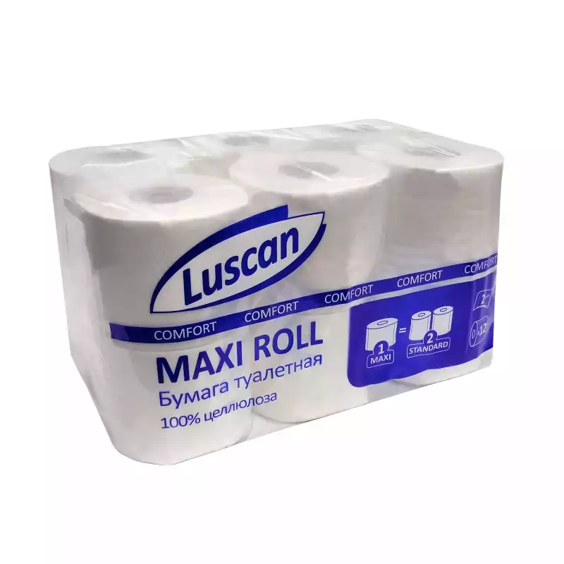 Бумага туалетная Luscan ComfortMax 2сл бел цел 50м 400л 12рул/уп, 1519339