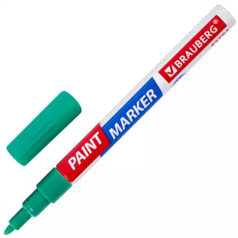 Маркер-краска лаковый EXTRA (paint marker) 2 мм, ЗЕЛЕНЫЙ, УСИЛЕННАЯ НИТРО-ОСНОВА, BRAUBERG