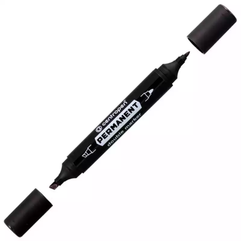 Маркер перманентный двусторон.CENTROPEN 1666,ЧЕРНЫЙ,круглый/скошенный, 1/1-4 мм, 6 1666 0112, 152029