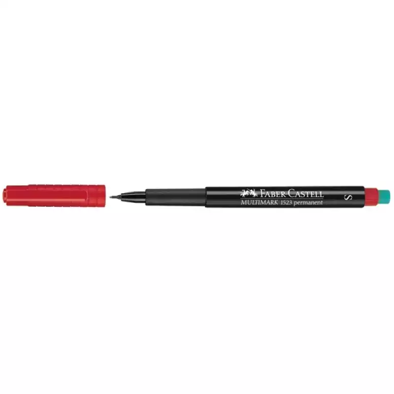 Маркер перм., д/CD/пленки/графопр. "Multimark" Faber-Castell 0,4 мм, с ластиком, красный, 152321