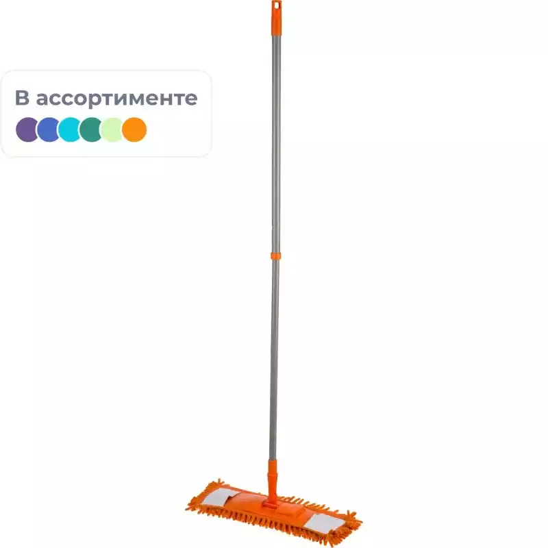 Швабра флаундер 40х10см с насадкой синель длина рукоятки 67-120см HD1027A, 1649034