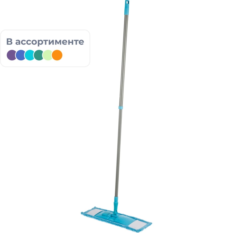 Швабра флаундер 40х10см с насадкой из микрофибры 67-120см HD1027C, 1649036