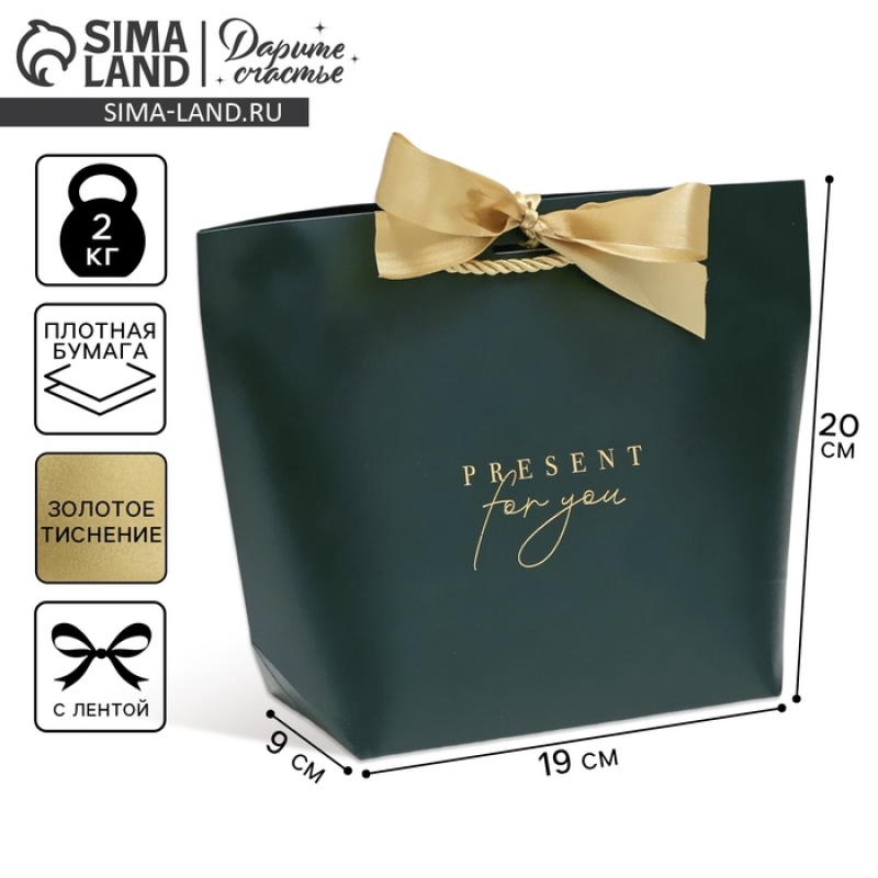 Пакет подарочный бумажный Present for you (20x9x28 см),1674912