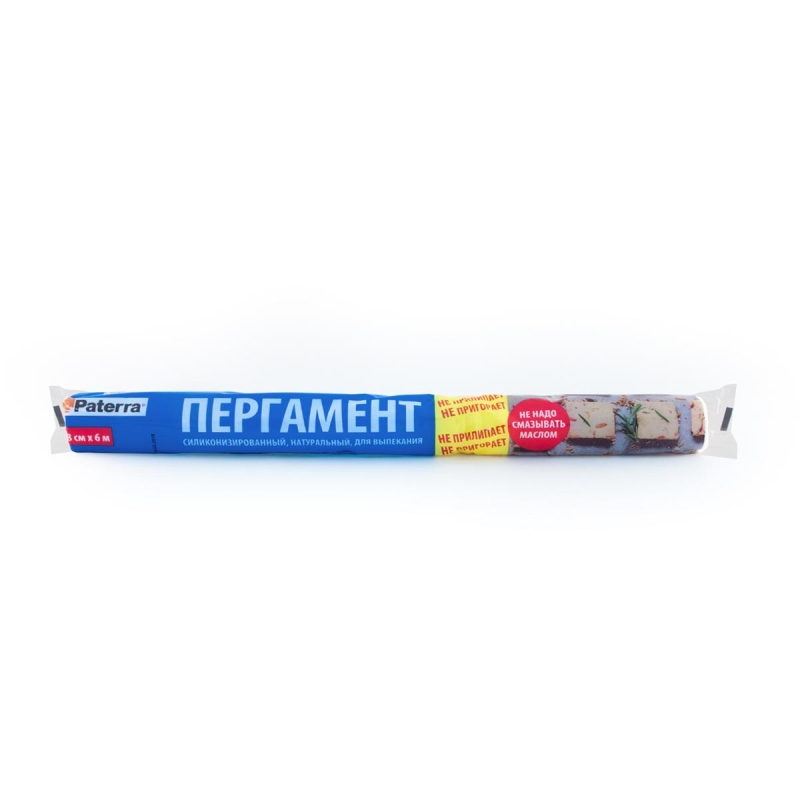 Пергамент для выпечки PATERRA силикон., 38см х 6м, белый, (209-008),1678875