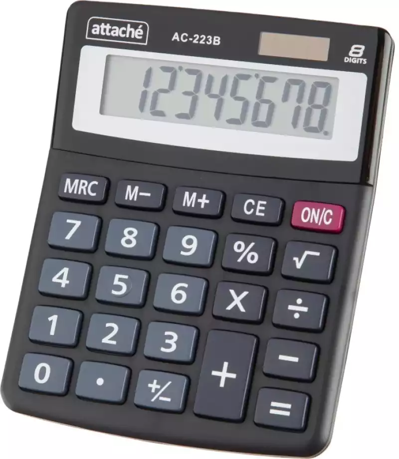 Калькулятор настольный КОМП Attache, AС-223B,8р,дв. пит, черн,134x107x34, 1779768