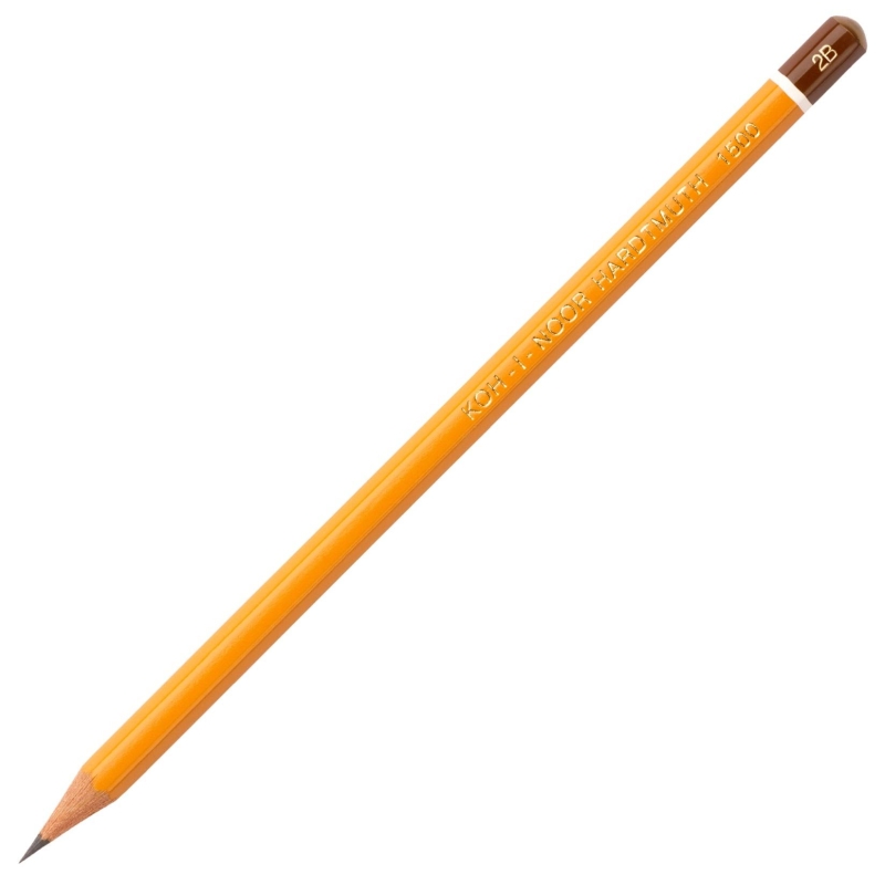 Карандаш чернографитный KOH-I-NOOR 1500, 1 шт., 2B, корпус желтый, заточенный, 150002B01170RU,180474, 41782