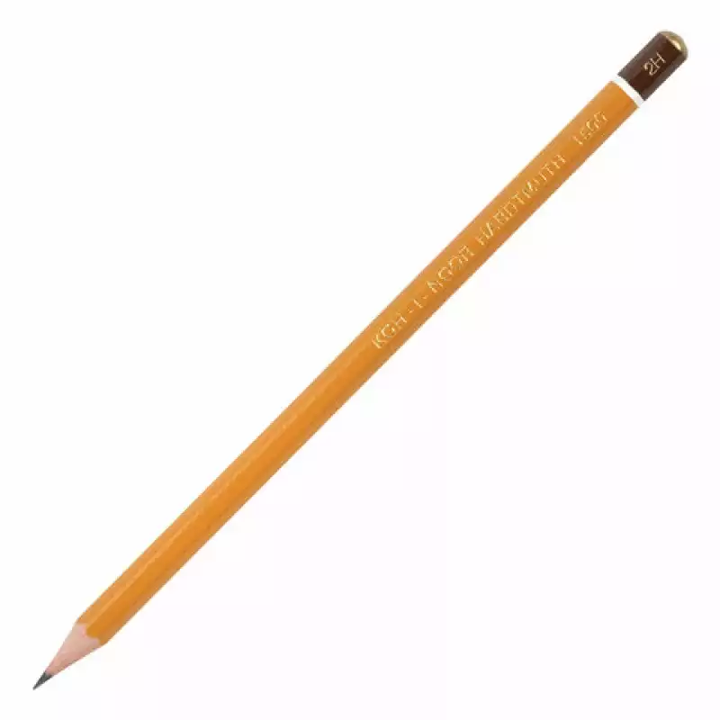 Карандаш чернографитный KOH-I-NOOR 1500, 1 шт., 2H, корпус желтый, заточенный, 150002H01170RU