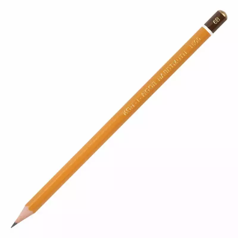 Карандаш чернографитный KOH-I-NOOR 1500, 1 шт., 6B, корпус желтый, заточенный, 150006B01170RU,180482