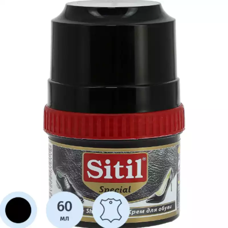 Крем для обуви Shoe Polish 60 ml,черн, крем-блеск, Sitil, 101.01 SKB, 1809990