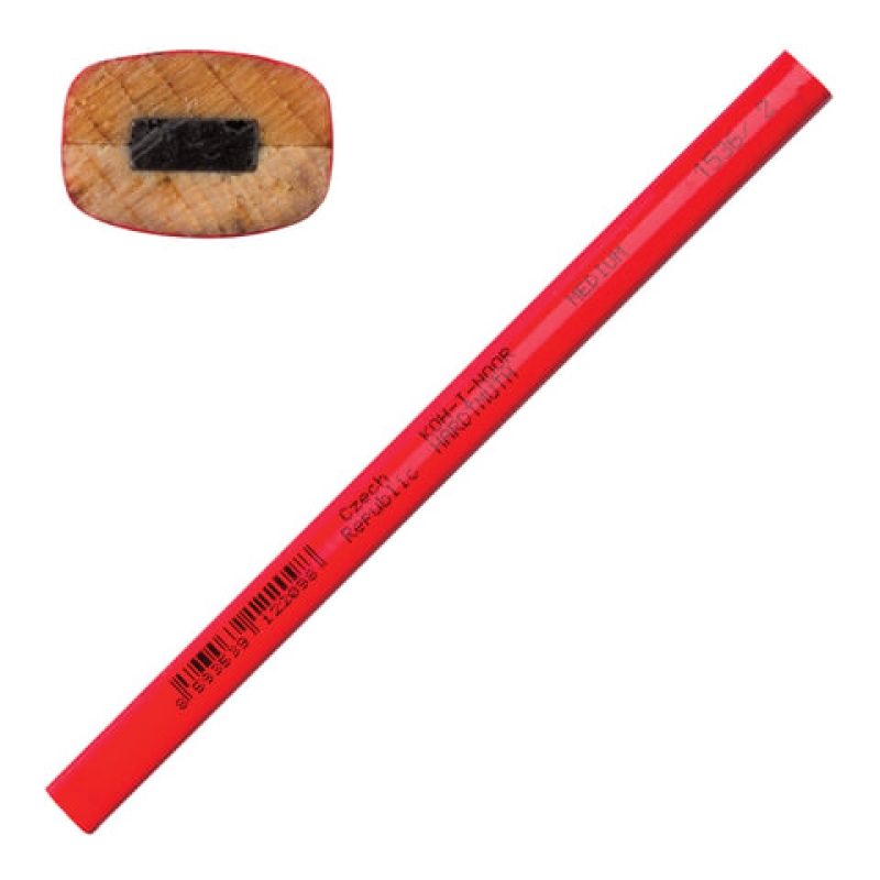 Карандаш столярный KOH-I-NOOR, 1 шт., НВ, грифель 5х2 мм, корпус красный, 15360020017,181004