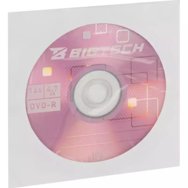 Носители информации Bigtech YDVDRB005 DVD-R 4,7 Гб/16x/1 конверт белый, 1953109