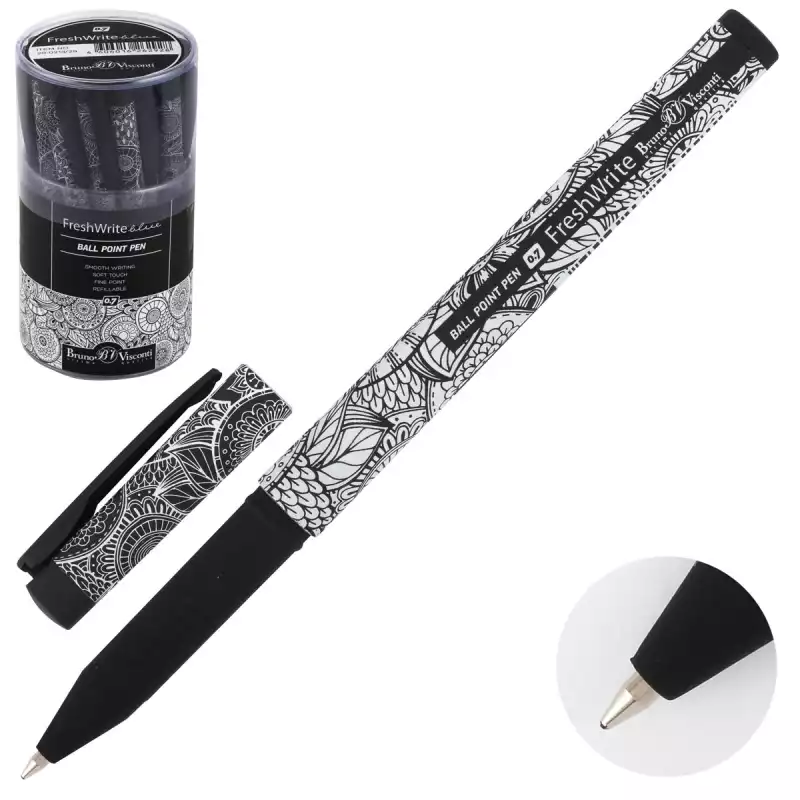 Ручка шариковая,0,7 мм,синий цв.,рифл., прорезин.пласт.корп.,BRUNO VISCONTI,FRESHWRITE TATY,20-0214/29