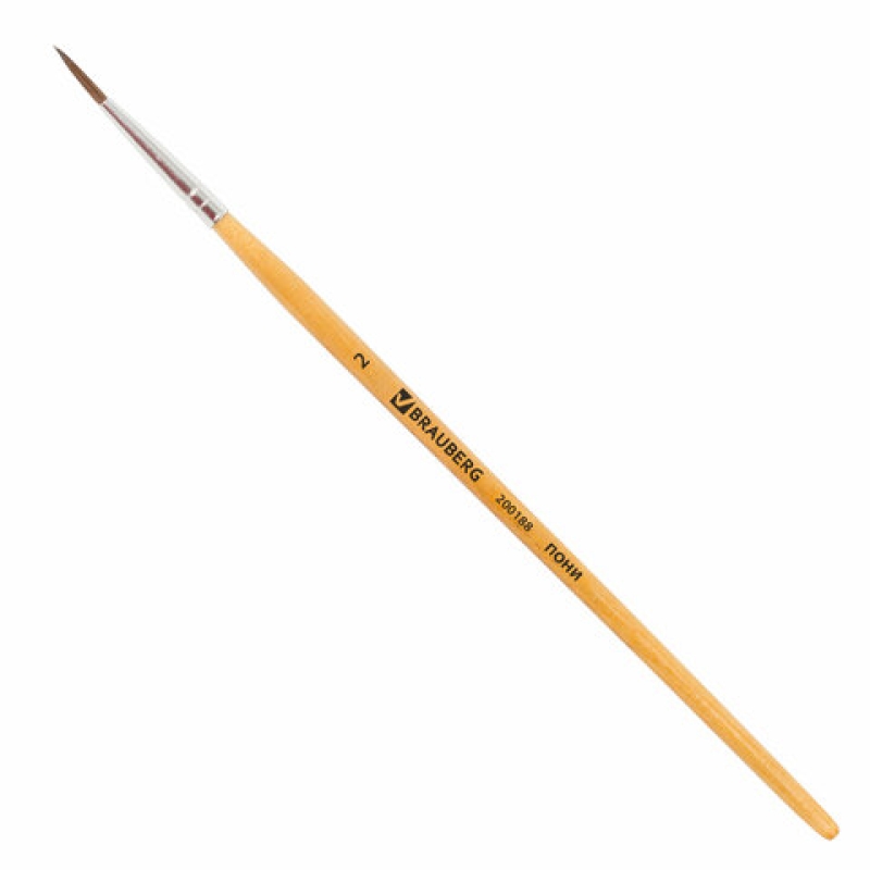 Кисть BRAUBERG, из ворса пони, круглая, №2, 200188
