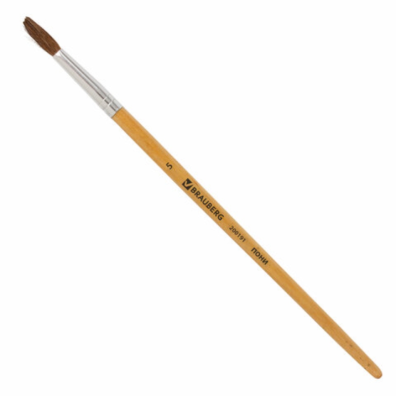 Кисть BRAUBERG, из ворса пони, круглая, № 5, 200191