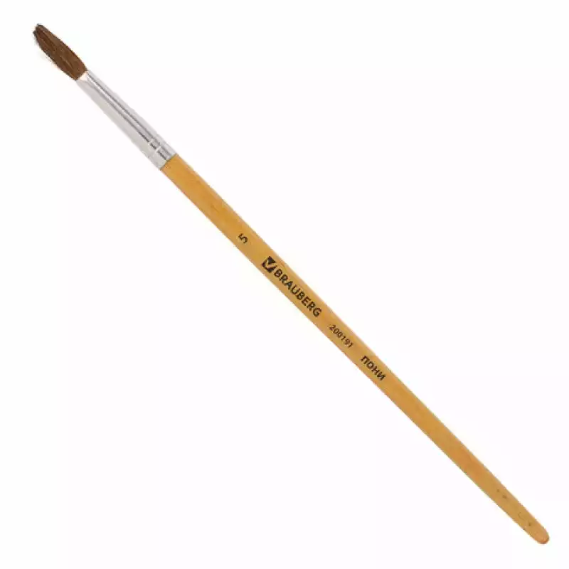 Кисть BRAUBERG, из ворса пони, круглая, № 5, 200191
