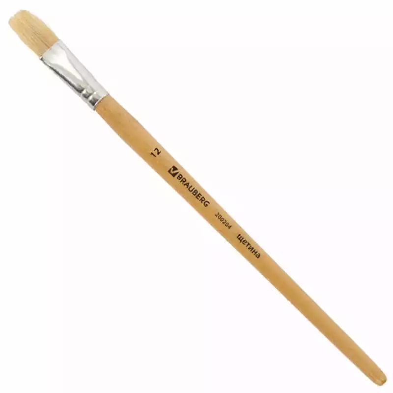 Кисть BRAUBERG, щетина, плоская, № 12, 200204