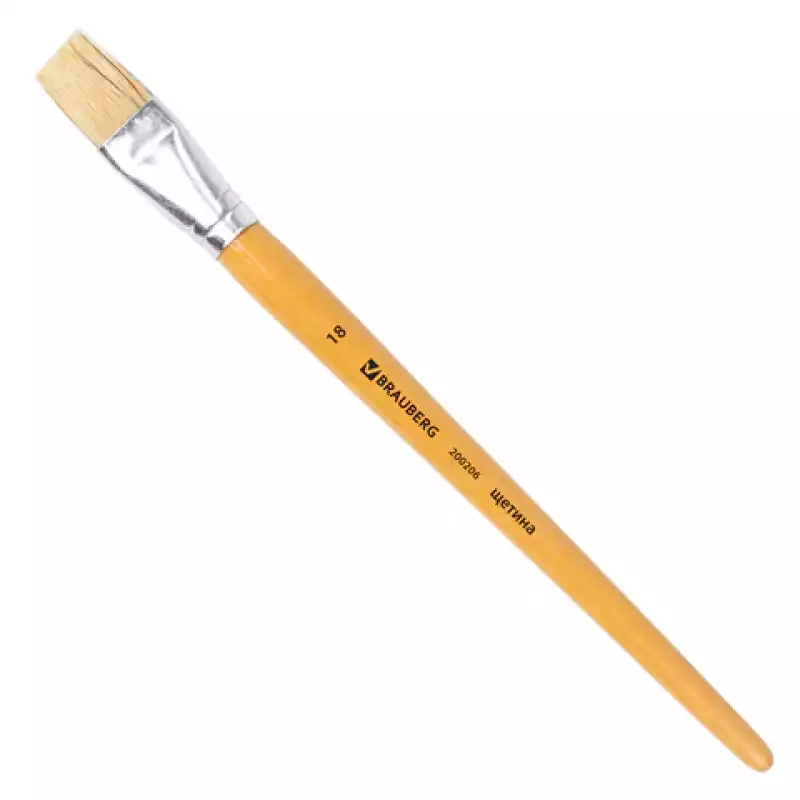 Кисть BRAUBERG, щетина, плоская, № 18, 200206