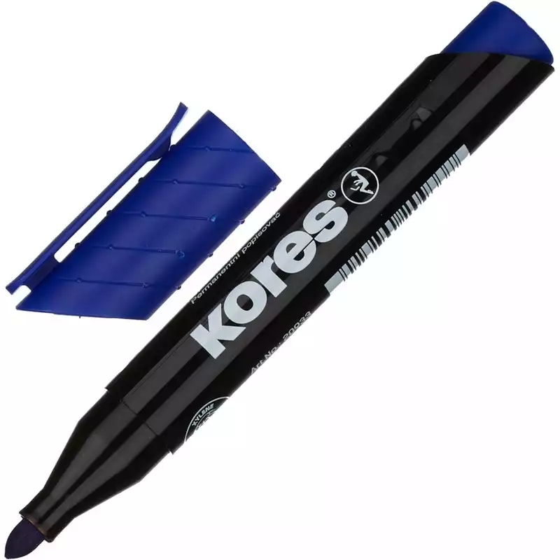 Маркер перманентный KORES синий 1,5-3мм круглый наконечник, 204449