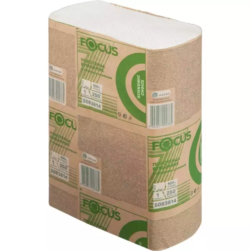 Полотенца бумажные д/дисп. FOCUS Eco Z-сл 1сл 24х21,5см 250л, 2054892