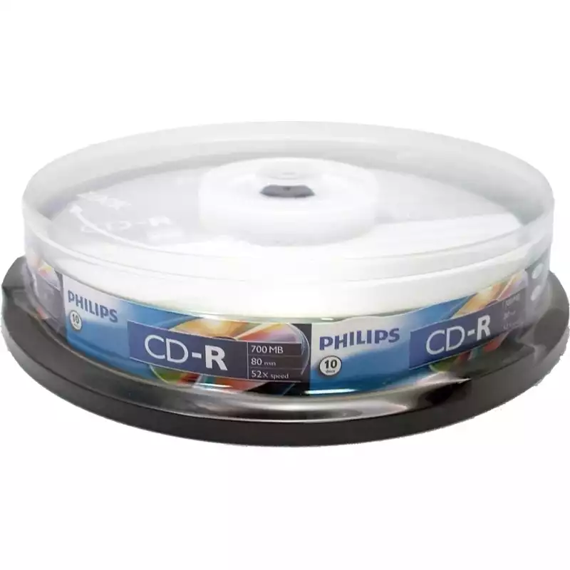 Носители информации CD-R Philips (CR7D5SB10/97)700 Mb,52х, Cake Box 10шт/уп, 2097479