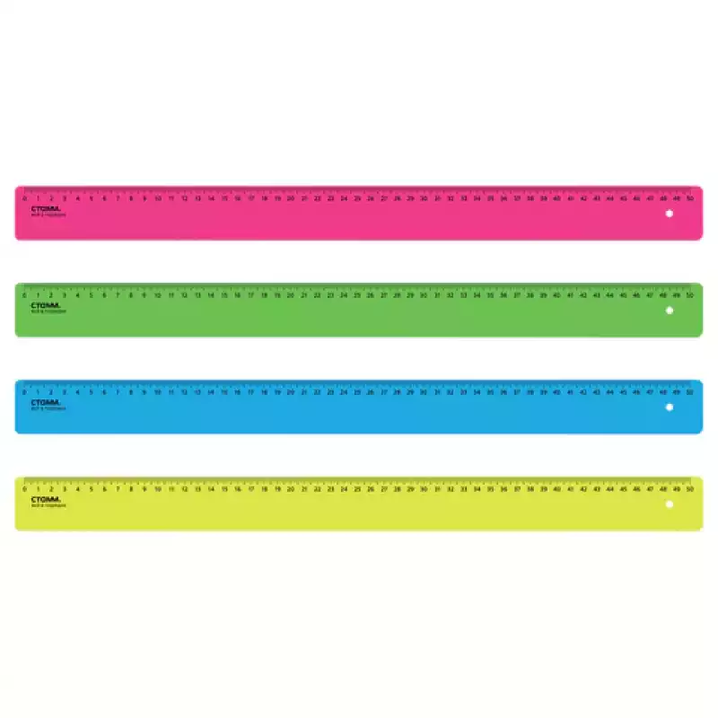 Линейка пластиковая 50 см, "Neon", неоновая, ассорти, ЛН-31443, 210492