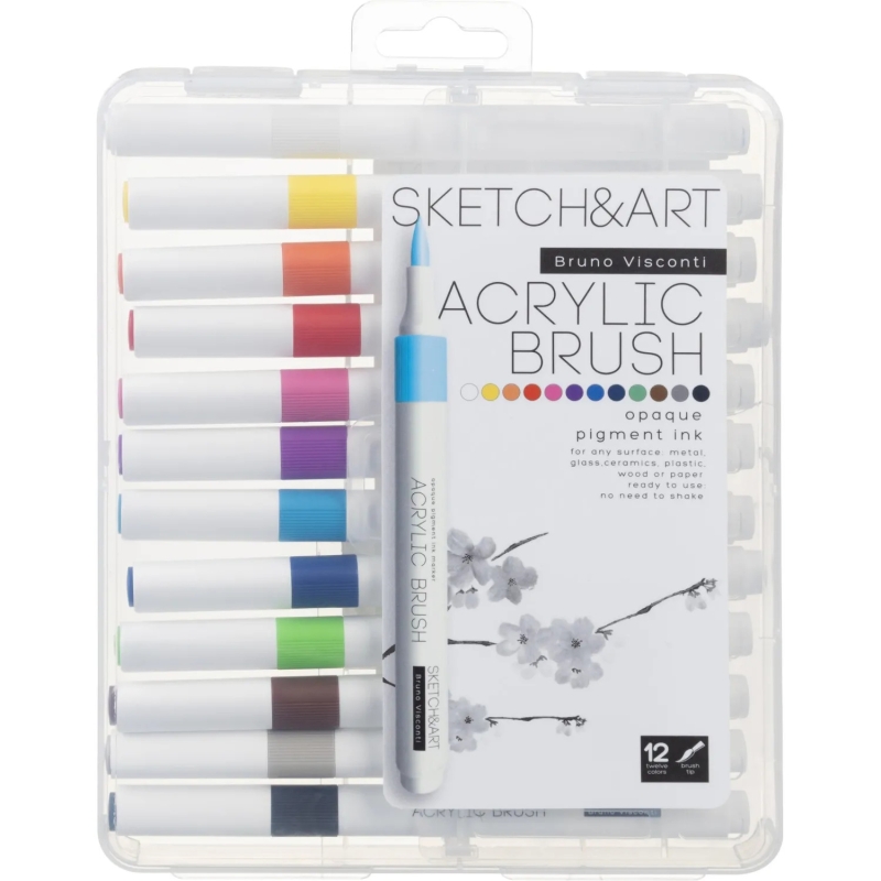 Набор маркеров кистей акриловых Sketch Art, 12 ЦВ., 22-0155, 2147077