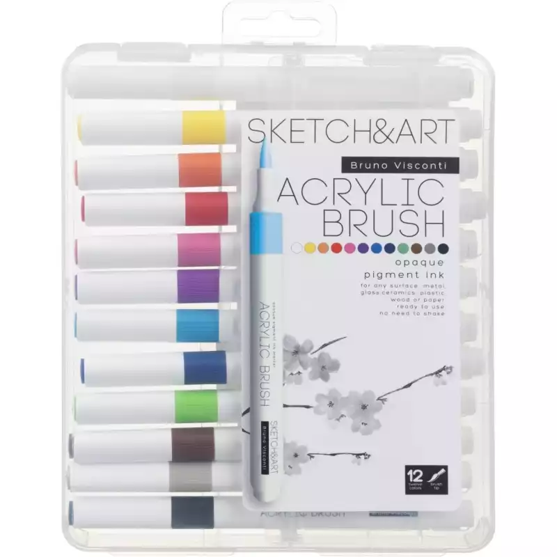 Набор маркеров кистей акриловых Sketch Art, 12 ЦВ., 22-0155, 2147077