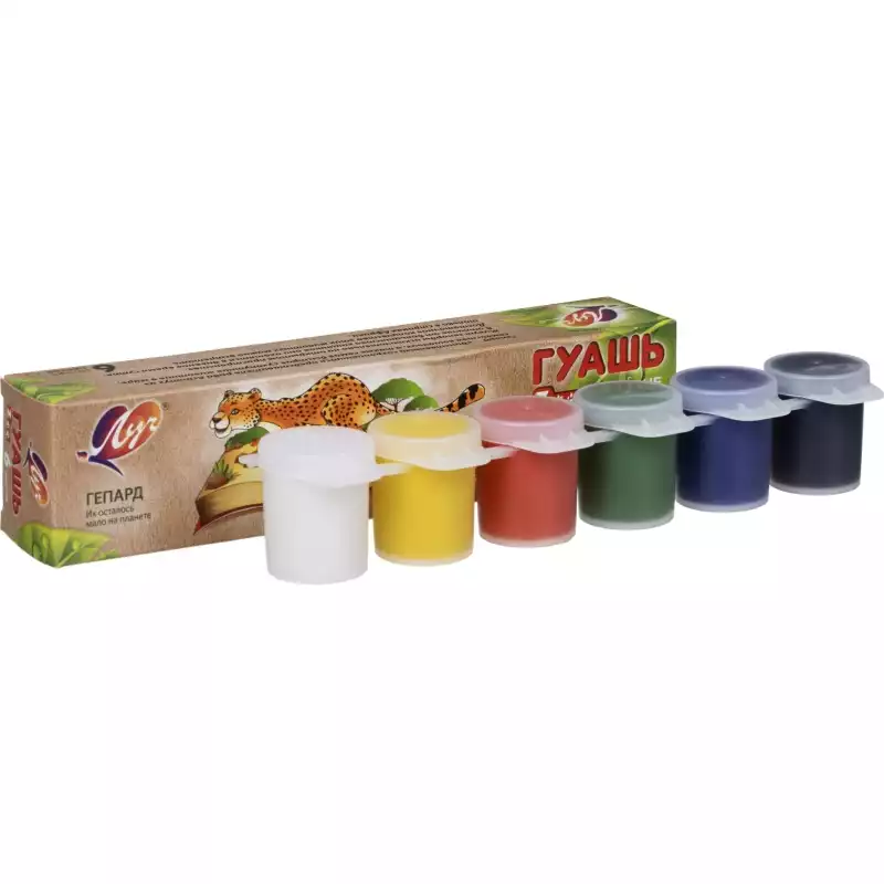 Гуашь 6цв,15мл,Луч Zoo,блок тара, 225307