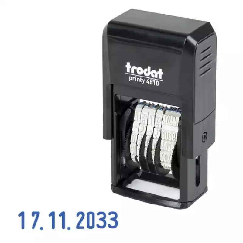 Датер-мини месяц цифрами для банка, оттиск 20*4мм синий, TRODAT 4810 BANK, корпус черный 230717