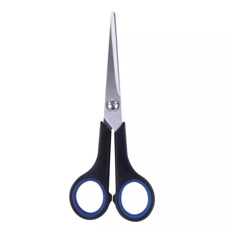 Ножницы BRAUBERG "Soft Grip", 165 мм, рез вставки, серо-зел, 3-х стор 230761