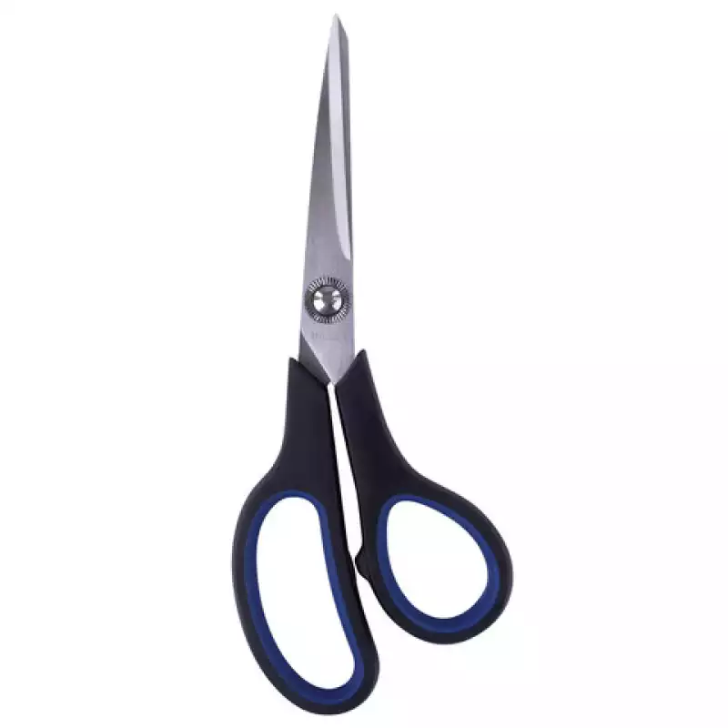 Ножницы BRAUBERG "Soft Grip", 190 мм, рез вставки, серо-зел, 3-х стор заточка,карт.уп с подв,,230762