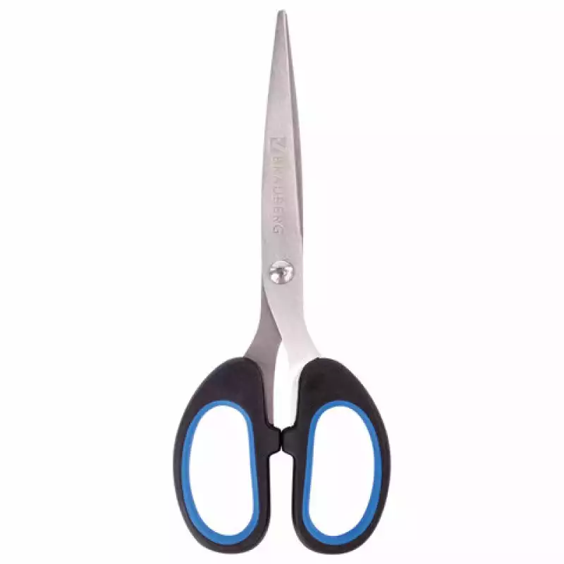 Ножницы BRAUBERG "Classic+", 160 мм, классической формы, резиновые вставки, черно-синие, 236447