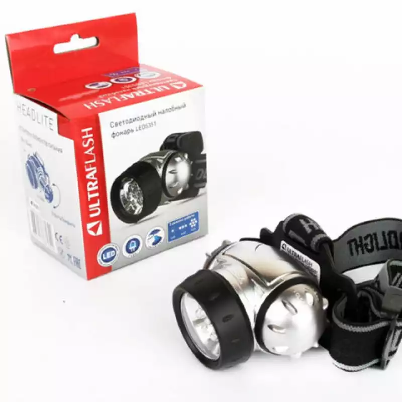 Фонарь налобный ULTRAFLASH 7хLED, 3 режима, питание 3хААА (не в комплекте), LED5351, 238286