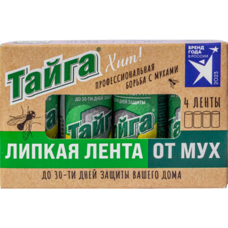 Средство от насекомых Тайга Хит! липкая лента от мух 4 шт /уп 2467184