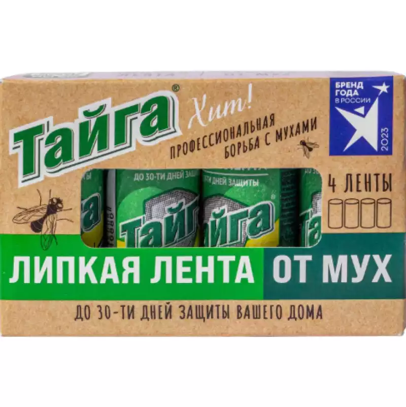 Средство от насекомых Тайга Хит! липкая лента от мух 4 шт /уп 2467184