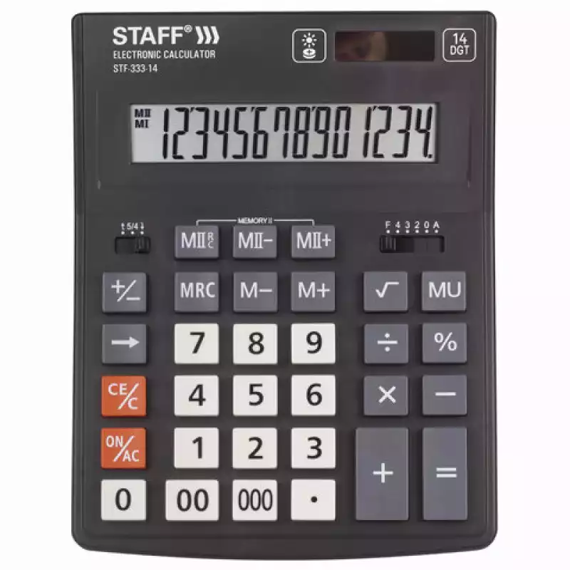 Калькулятор STAFF PLUS настольный STF-333, 14 разрядов, дв. питание, 200*154мм 250416