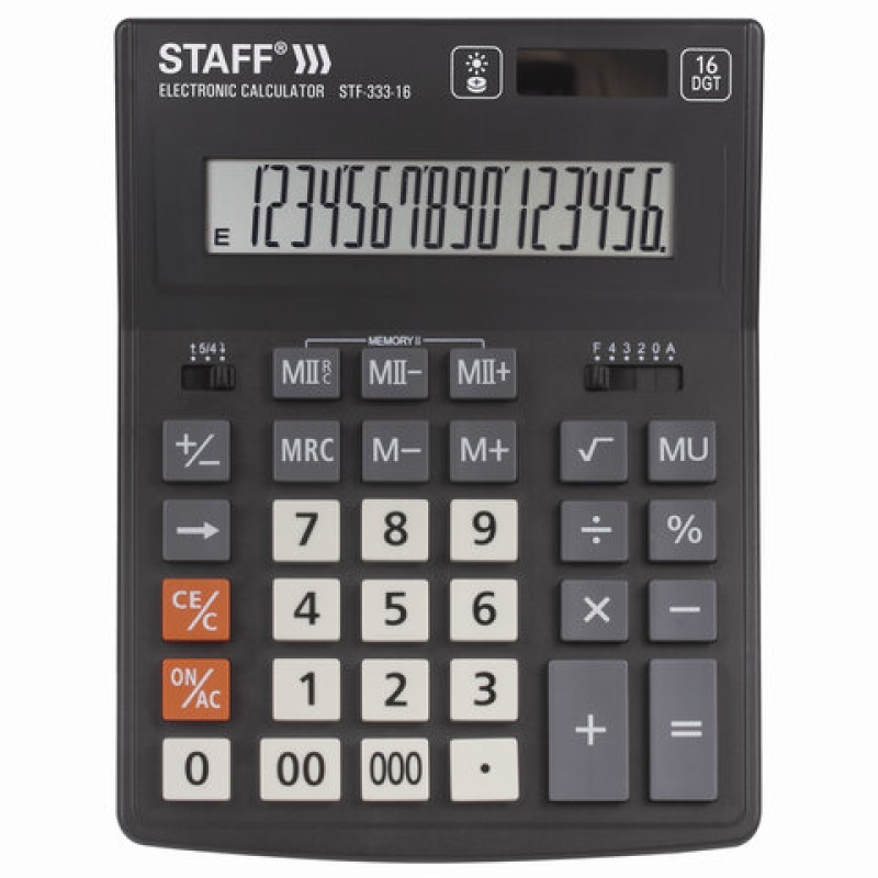 Калькулятор STAFF PLUS настольный STF-333, 16 разрядов, дв. питание, 200*154мм 250417