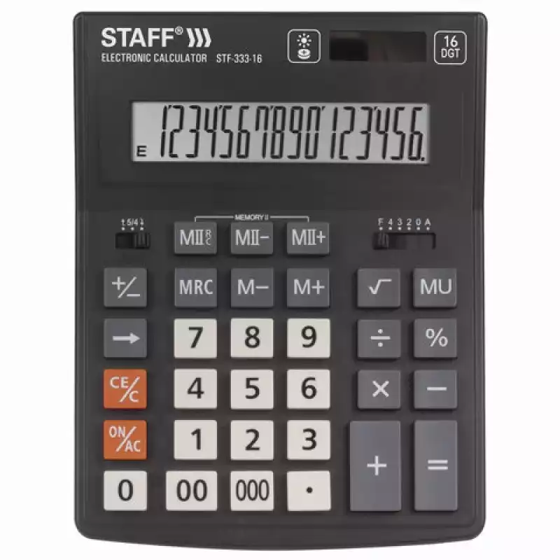 Калькулятор STAFF PLUS настольный STF-333, 16 разрядов, дв. питание, 200*154мм 250417
