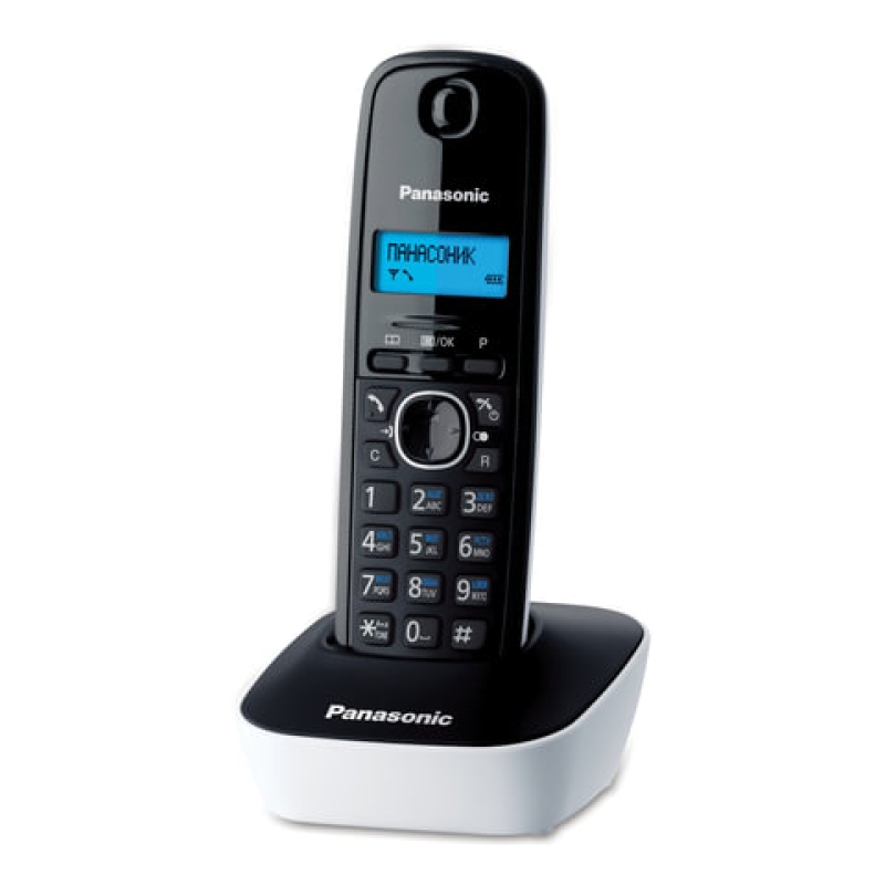 Радиотелефон PANASONIC KX-TG1611RUW, память 50 номеров, АОН, повтор, часы/будильник, белый, 260481