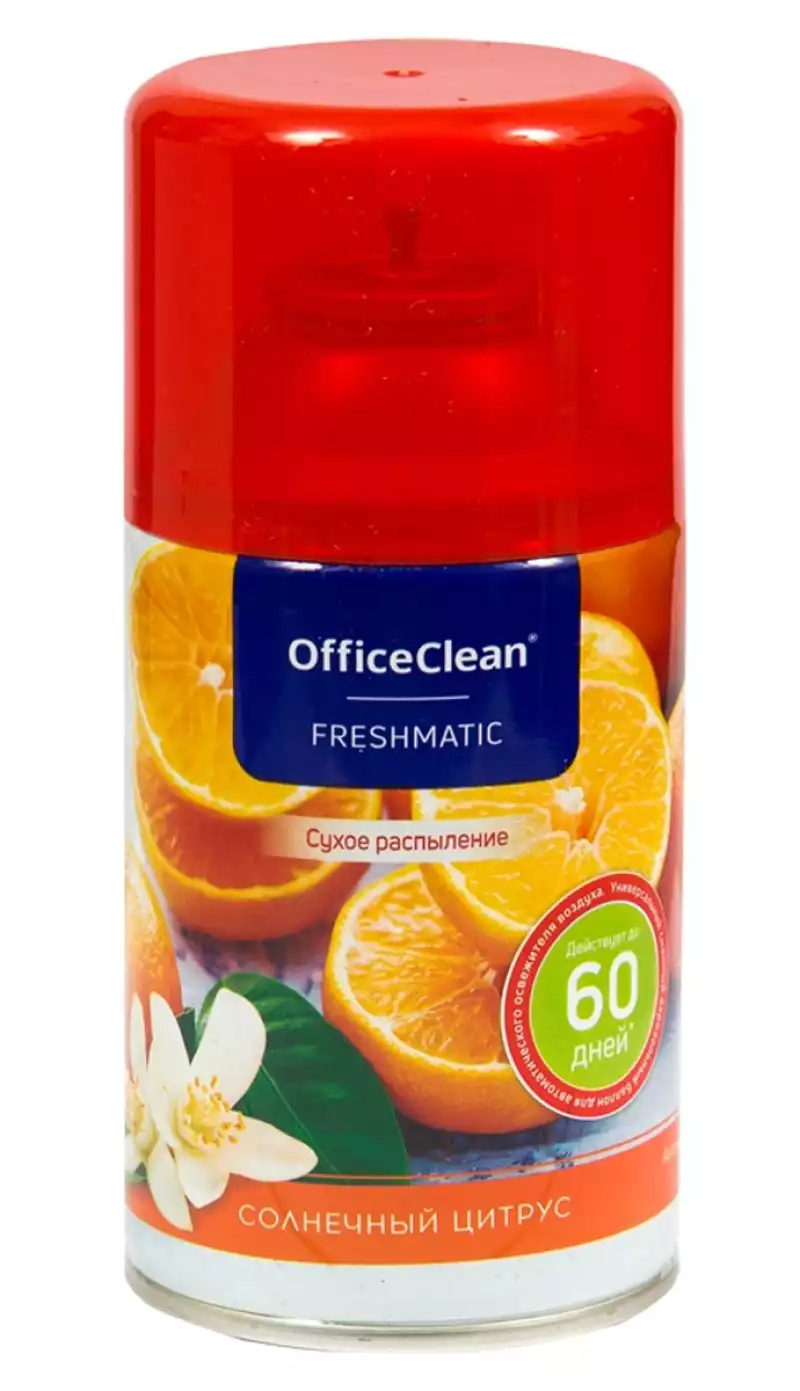 Сменный баллон для освежителя воздуха OfficeClean "Солнечный цитрус", сухое распыление, 250мл 262643