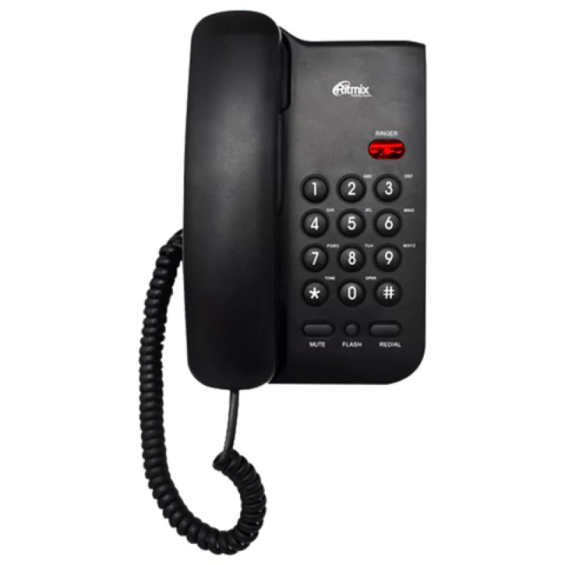 Телефон RITMIX RT-311 black, световая индикация звонка, тональный/импульсный режим, повтор, 263158