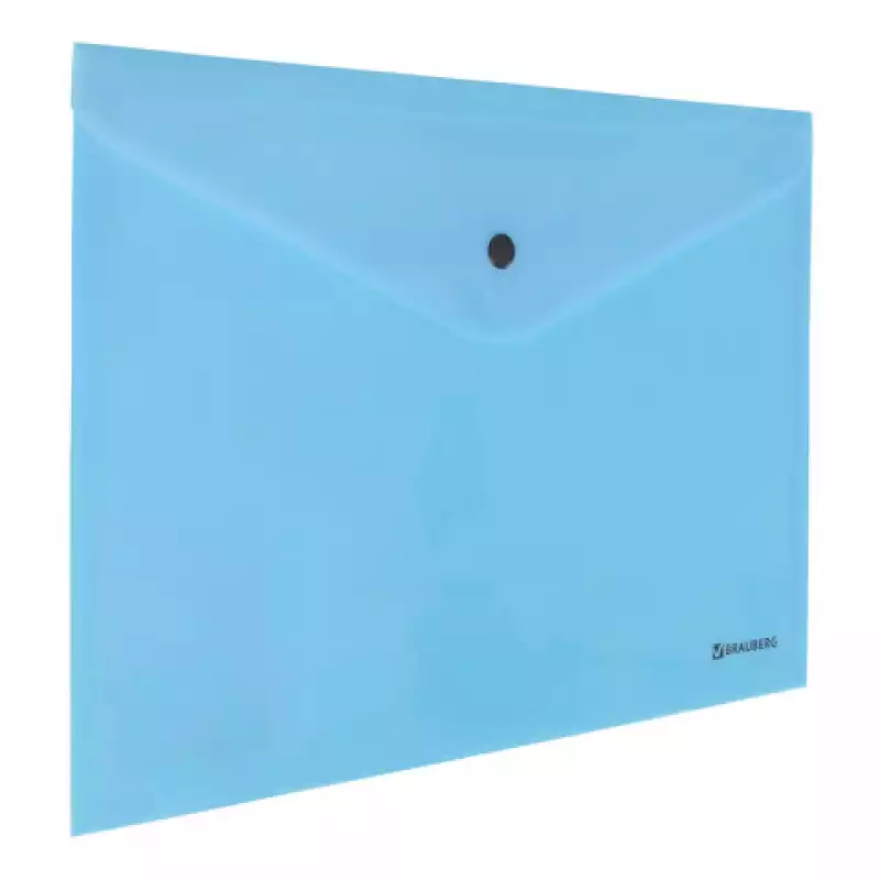 Папка-конверт с кнопкой BRAUBERG "Pastel", А4, до 100 листов, аквамарин, 0,18 мм, 270474