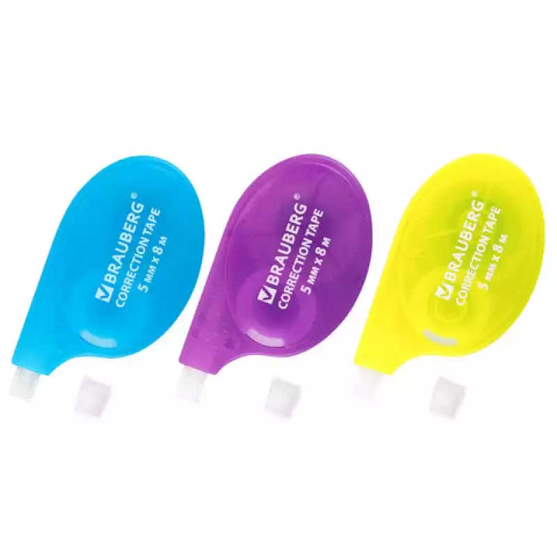 Корректирующая лента BRAUBERG ULTRA NEON, 5 мм х 8 м, цвет ассорти, блистер, 272664