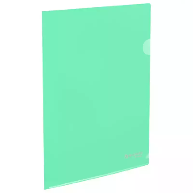 Папка-уголок жесткая, непрозрачная, А4, цвет мятный, 0,15 мм, BRAUBERG PASTEL, 272892