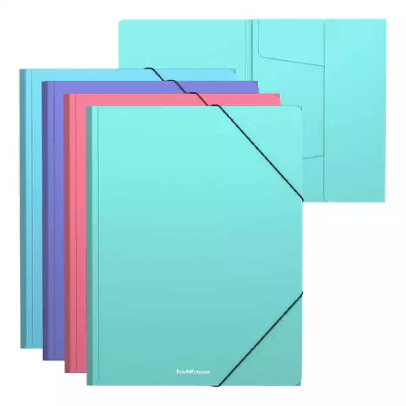 Папка на резинках ERICH KRAUSE "Diagonal Pastel", до 300 листов, ассорти, 600 мкм, 50400, 272939
