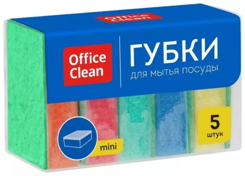 Губки для посуды OfficeClean, поролон с абразивным слоем, 80*53*26мм, 5шт., 281460